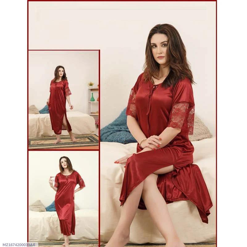 Comfortable Maroon Jersey Nightwear Set - 1 Pcs