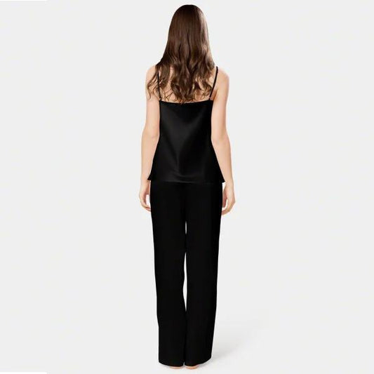 Comfortable Black Jersey Nightwear Set - Lightweight Plain Design