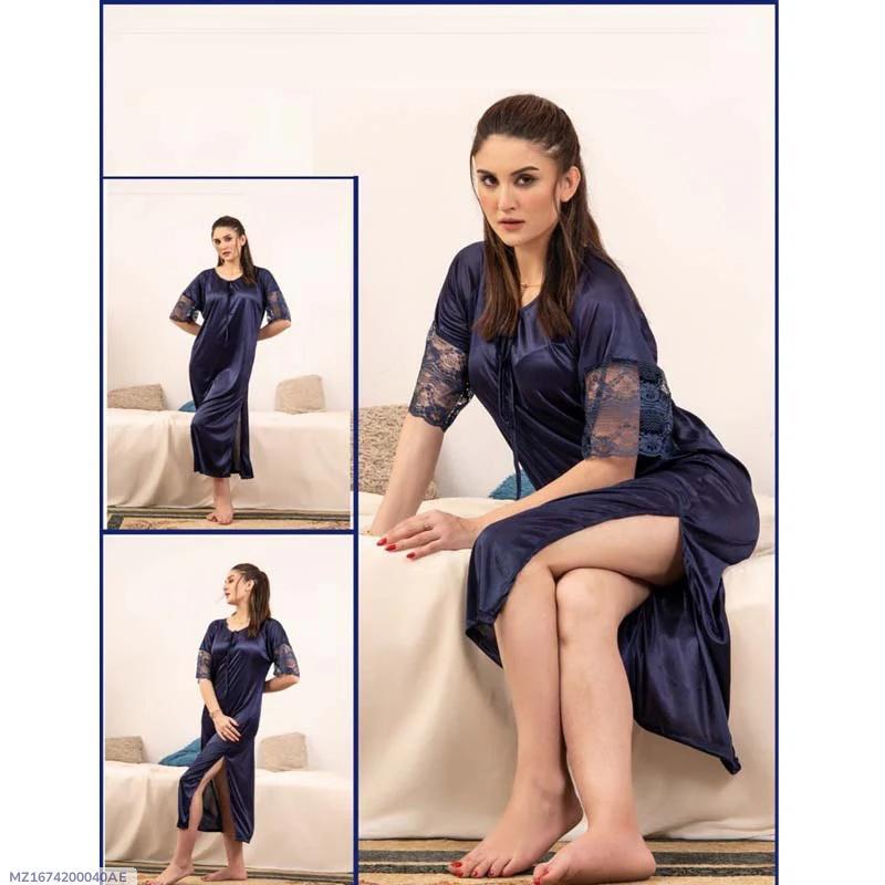 Comfortable Jersey Nightwear Set - Lightweight Plain Blue Design (1 Pcs)