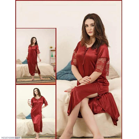Comfortable Maroon Jersey Nightwear Set - 1 Pcs